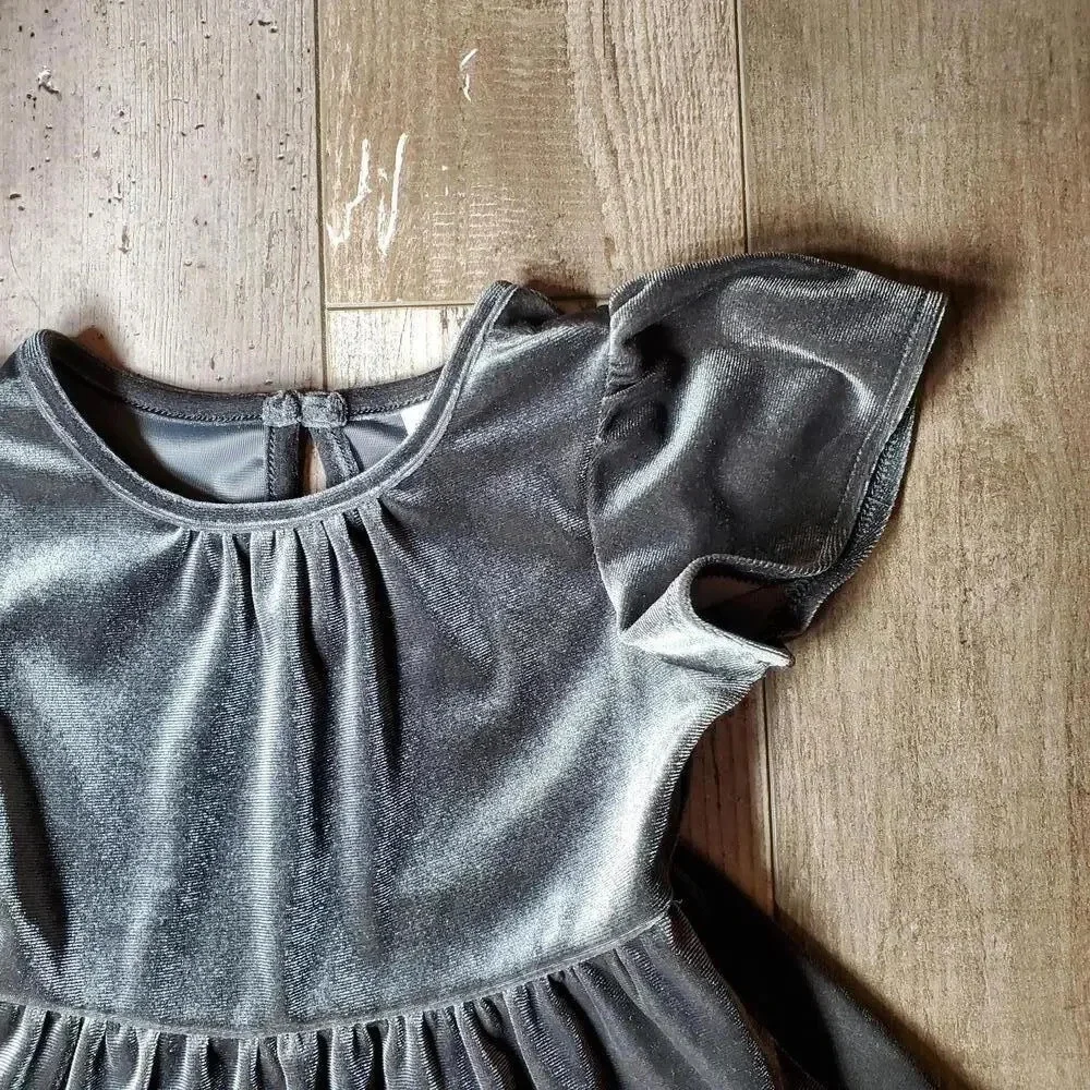 Old Navy Gray Velvet Toddler Girls Dress Size 12-18 Months